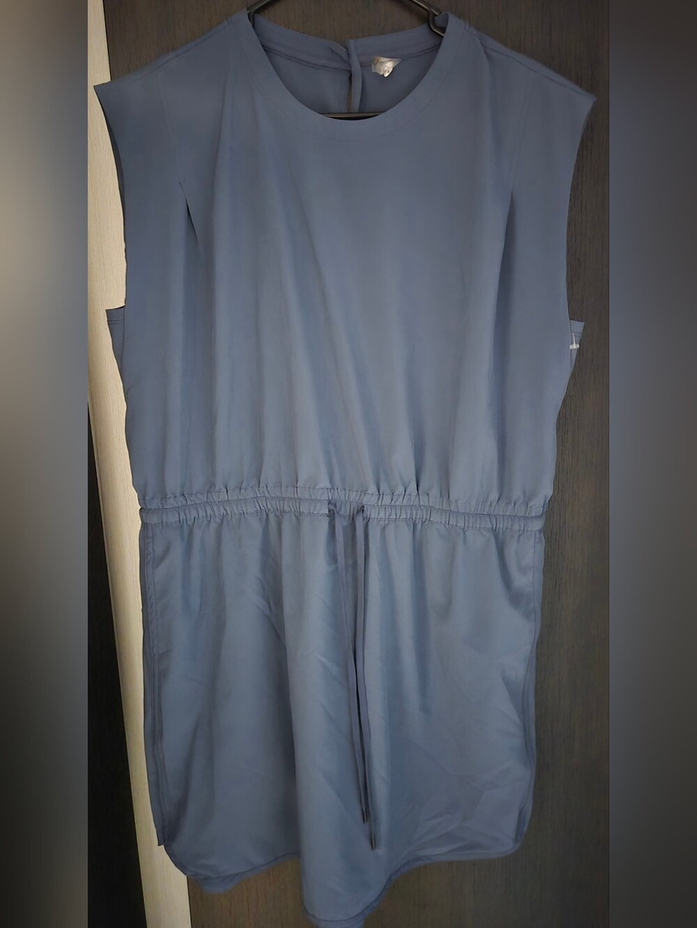 Light Slate Blue Sleeveless Drawstring Romper